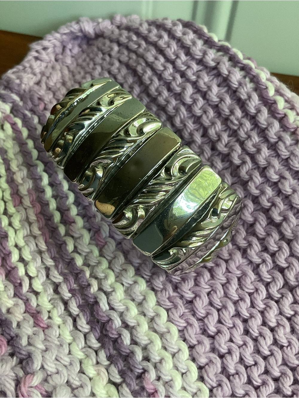 Harwood Leading Lady Wide Silver-Tone Stretch Cuff Bracelet